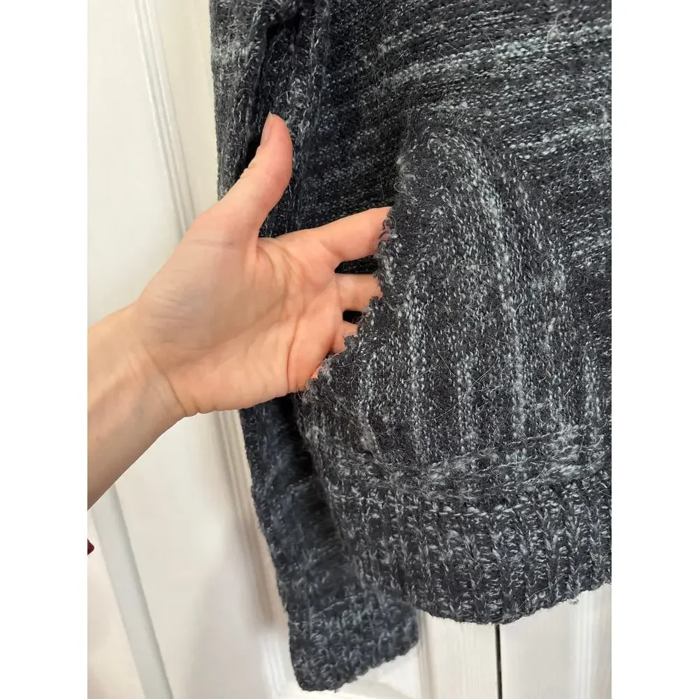 Free People Blue Space Dye Wool Blend Wide Neck Sweater, XS